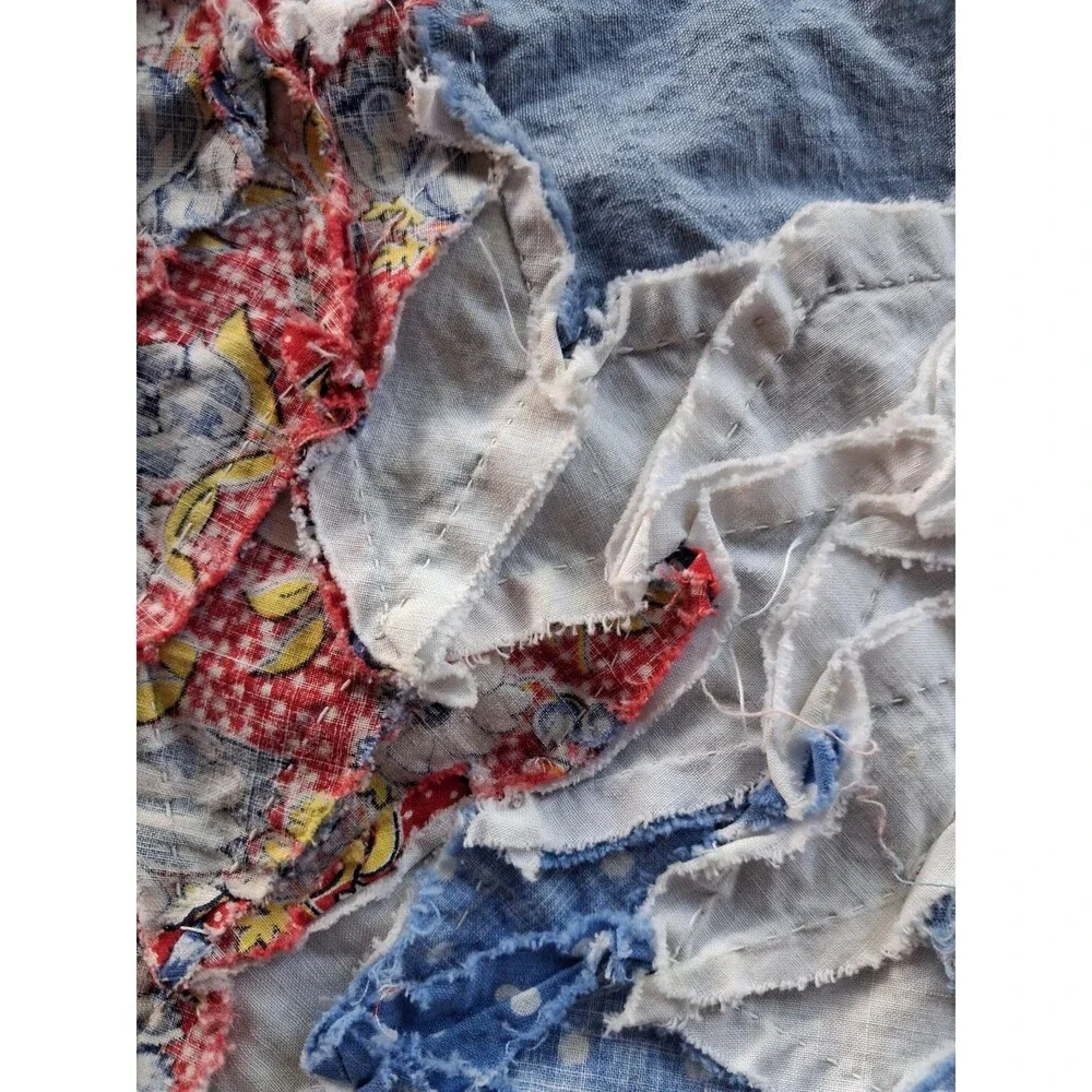 Vtg Hand Stitched Quilt Top Patchwork Dove Birds Star Large 81